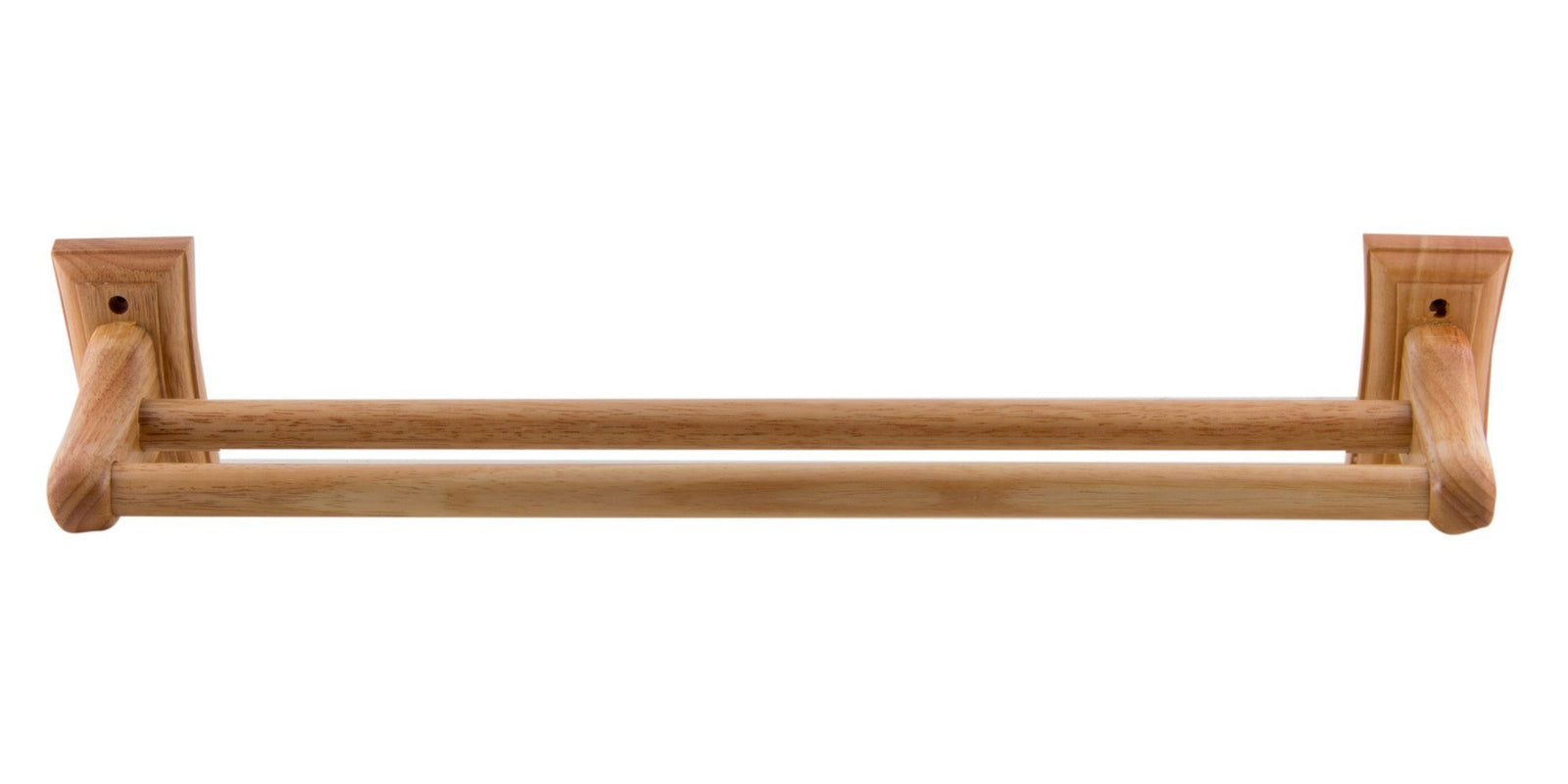 24" Double Rack Wooden Towel Bar Bathroom Accessory