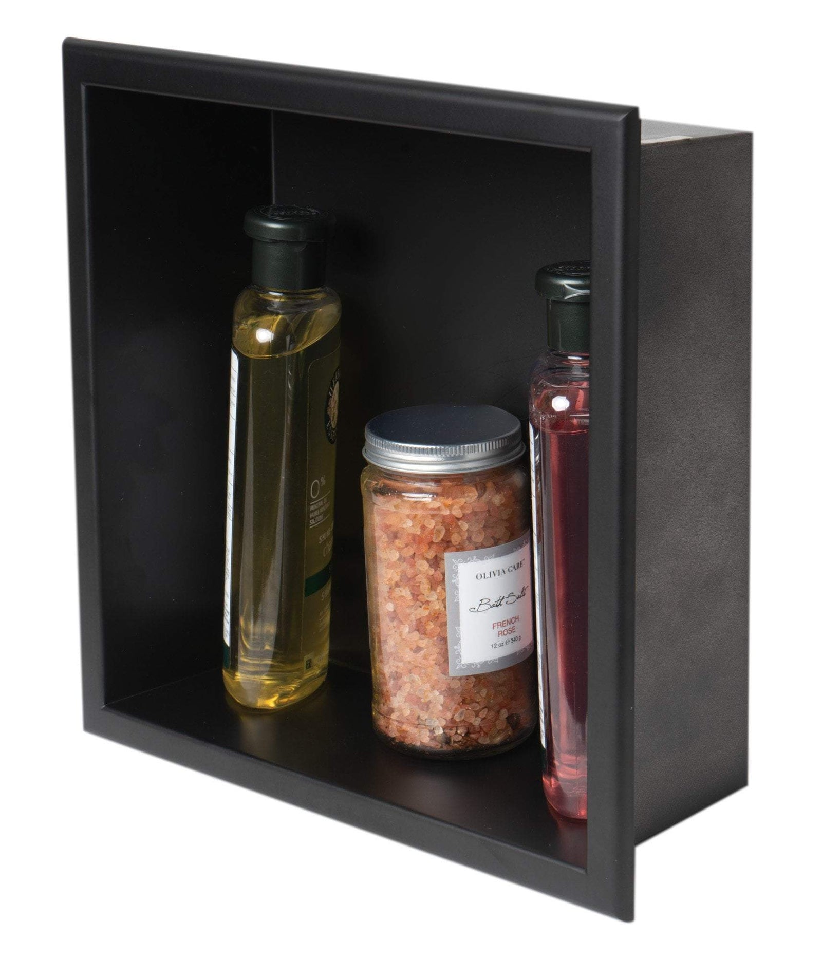 ALFI brand 12" x 12" Black Matte Stainless Steel Square Single Shelf Bath Shower Niche