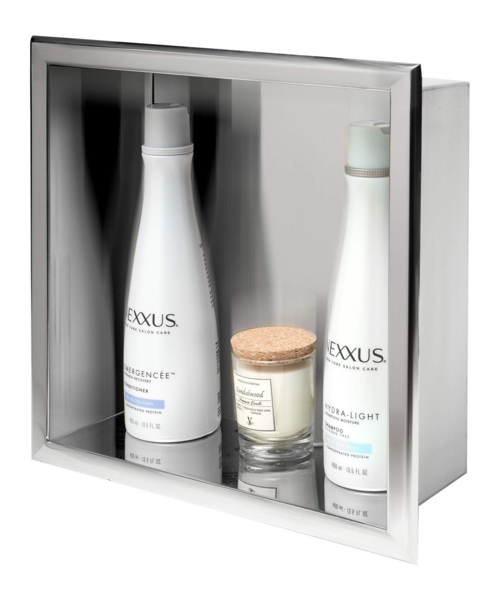 ALFI brand 12 x 12 Polished Stainless Steel Square Single Shelf Bath Shower Niche