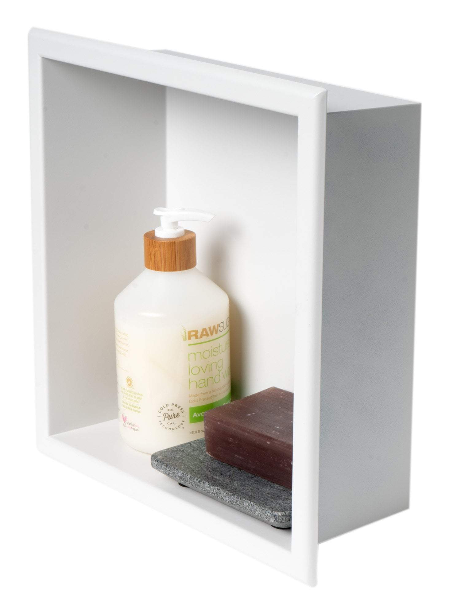 ALFI brand 12" x 12" White Matte Stainless Steel Square Single Shelf Bath Shower Niche