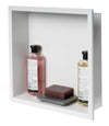 ALFI brand 16&quot; x 16&quot; White Matte Stainless Steel Square Single Shelf Bath Shower Niche
