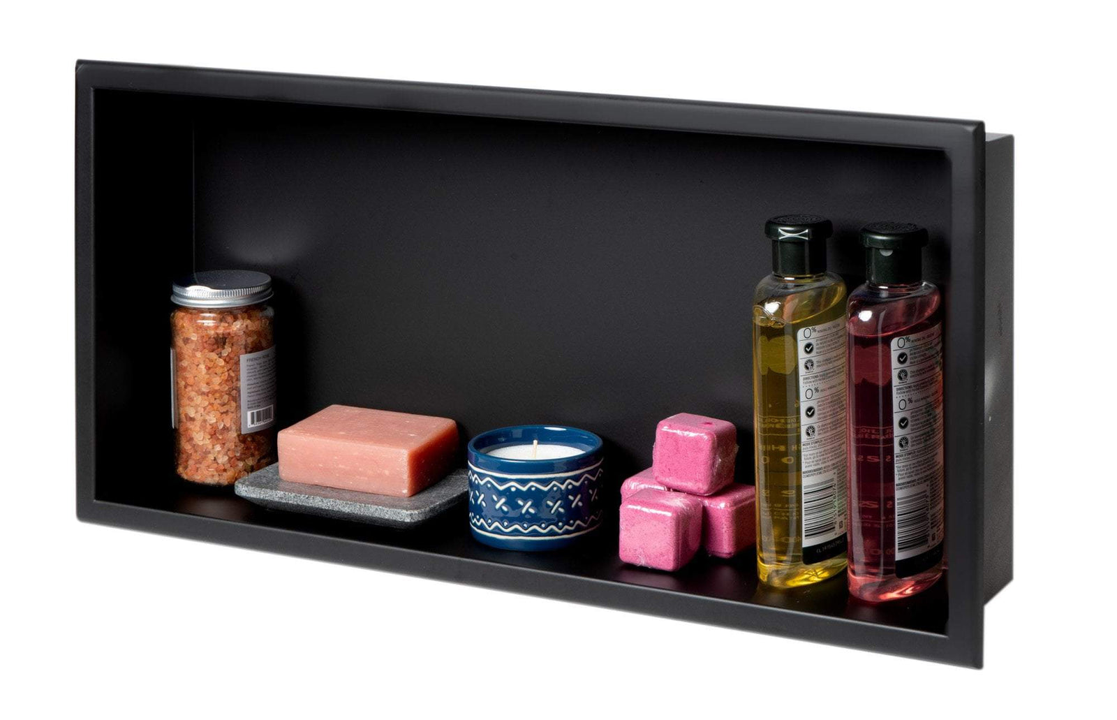 ALFI brand 24 x 12 Black Matte Stainless Steel Horizontal Single Shelf Bath Shower Niche