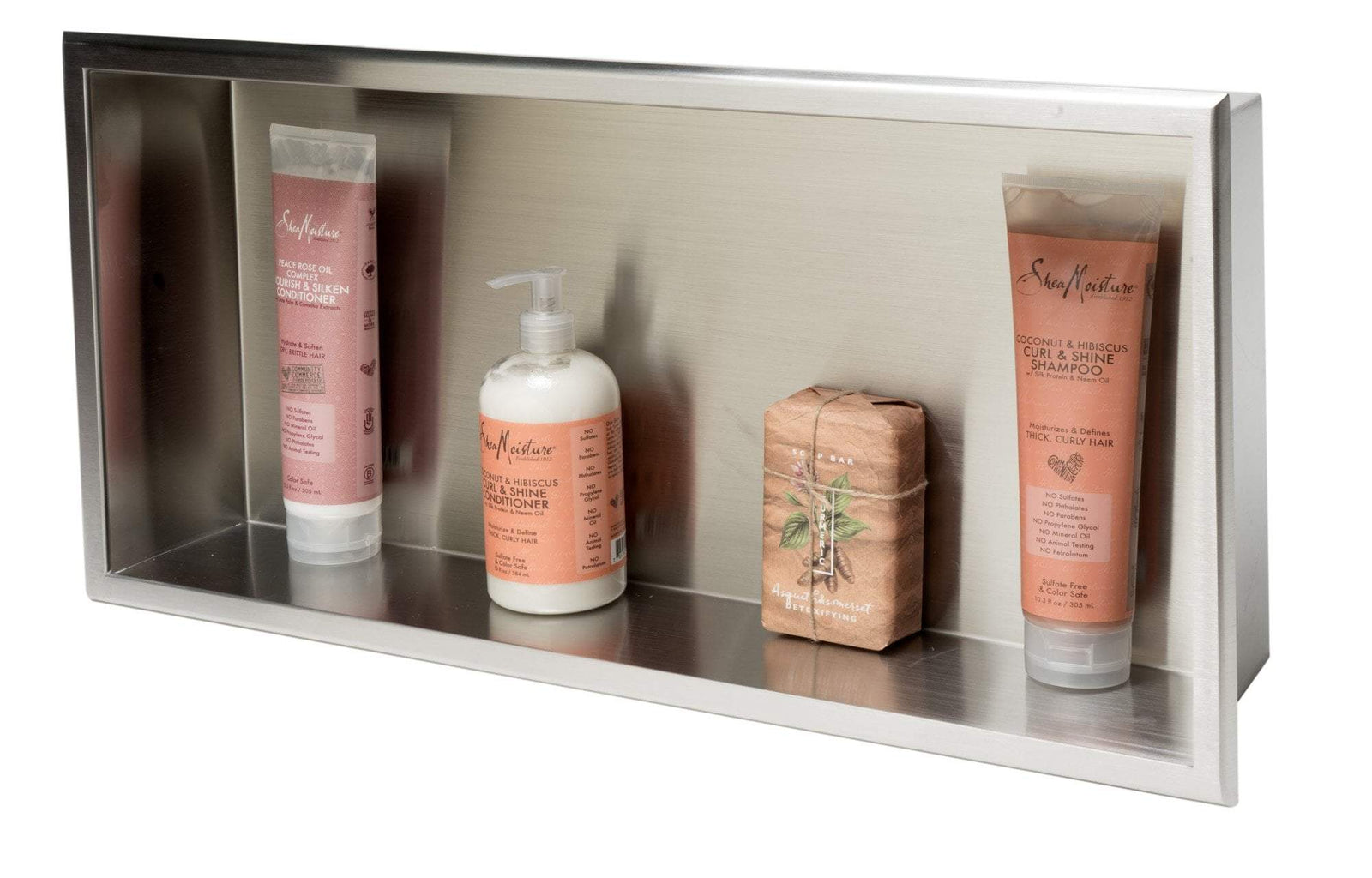 ALFI brand 24 x 12 Brushed Stainless Steel Horizontal Single Shelf Bath Shower Niche