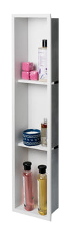ALFI brand 8&quot; x 36&quot; White Matte Stainless Steel Vertical Triple Shelf Bath Shower Niche