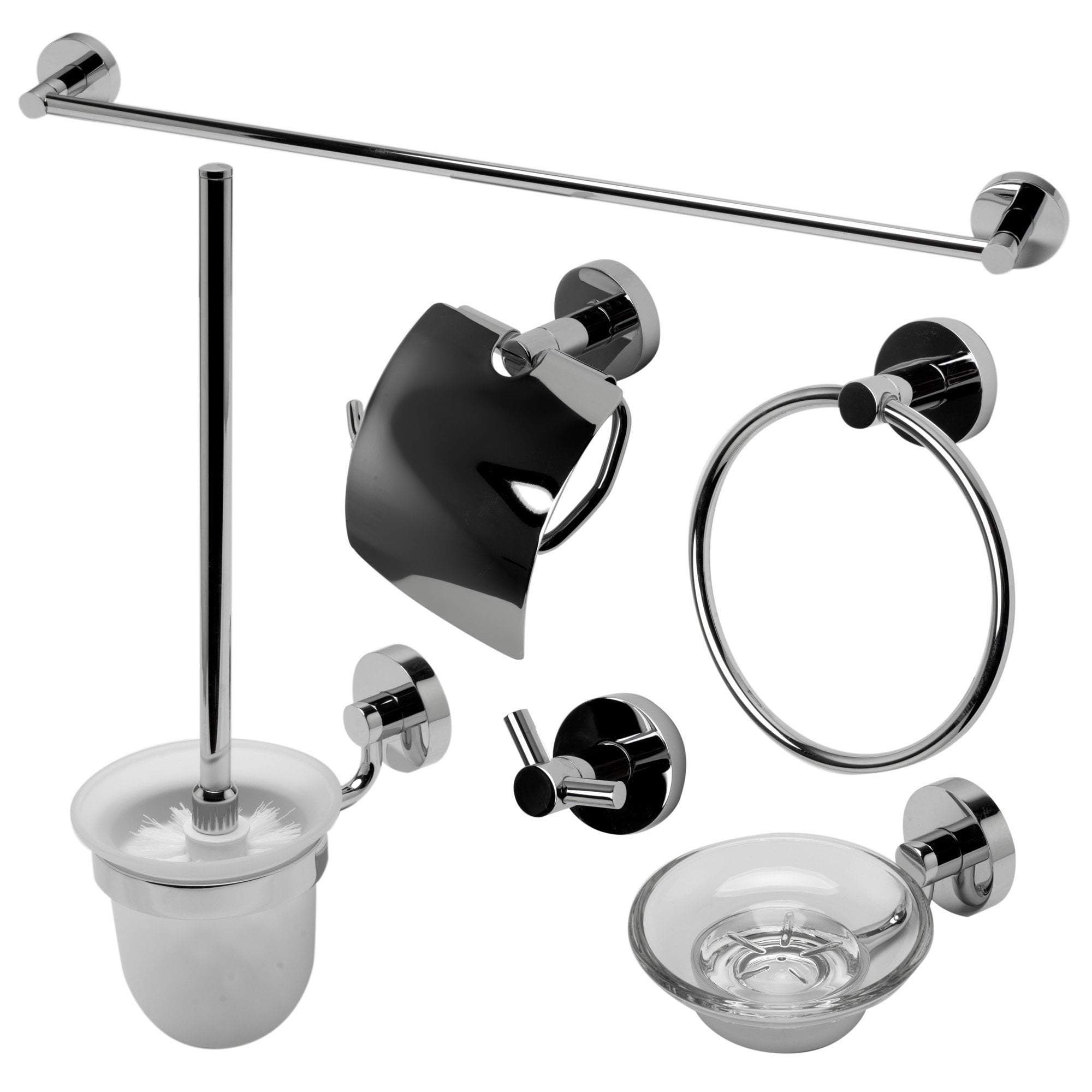 Polished Chrome 6 Piece Matching Bathroom Accessory Set