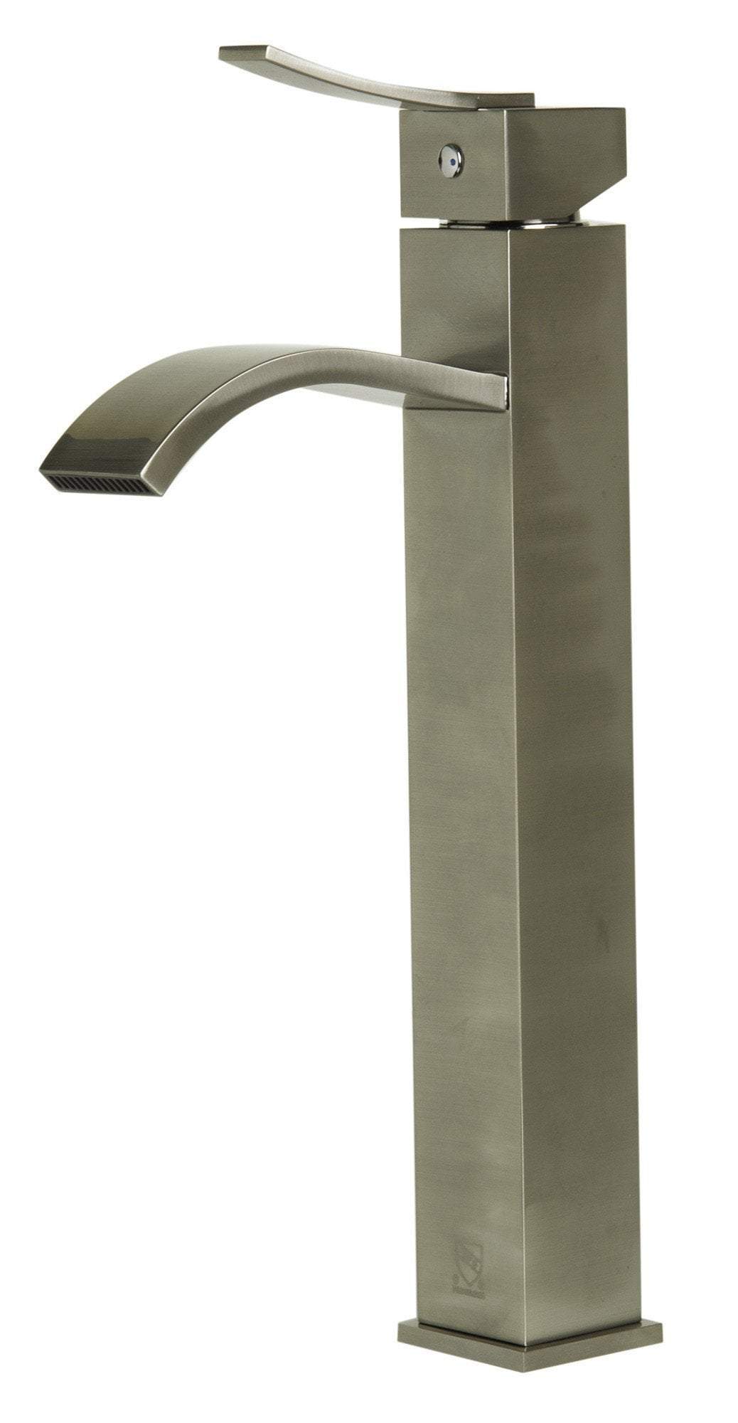 alfi tall brushed nickel tall square body curved spout single lever bathroom faucet ab1158 bn