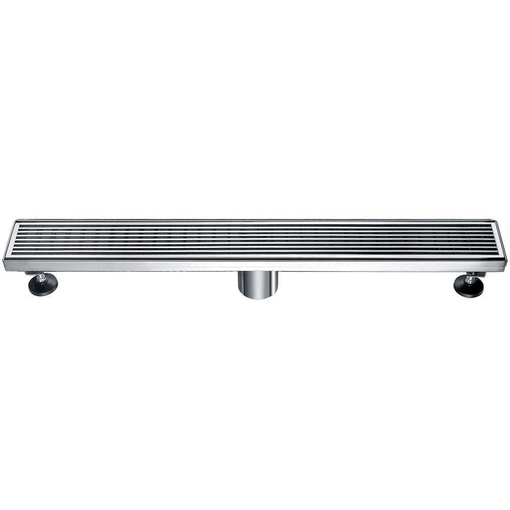 24" Modern Stainless Steel Linear Shower Drain with Groove Lines