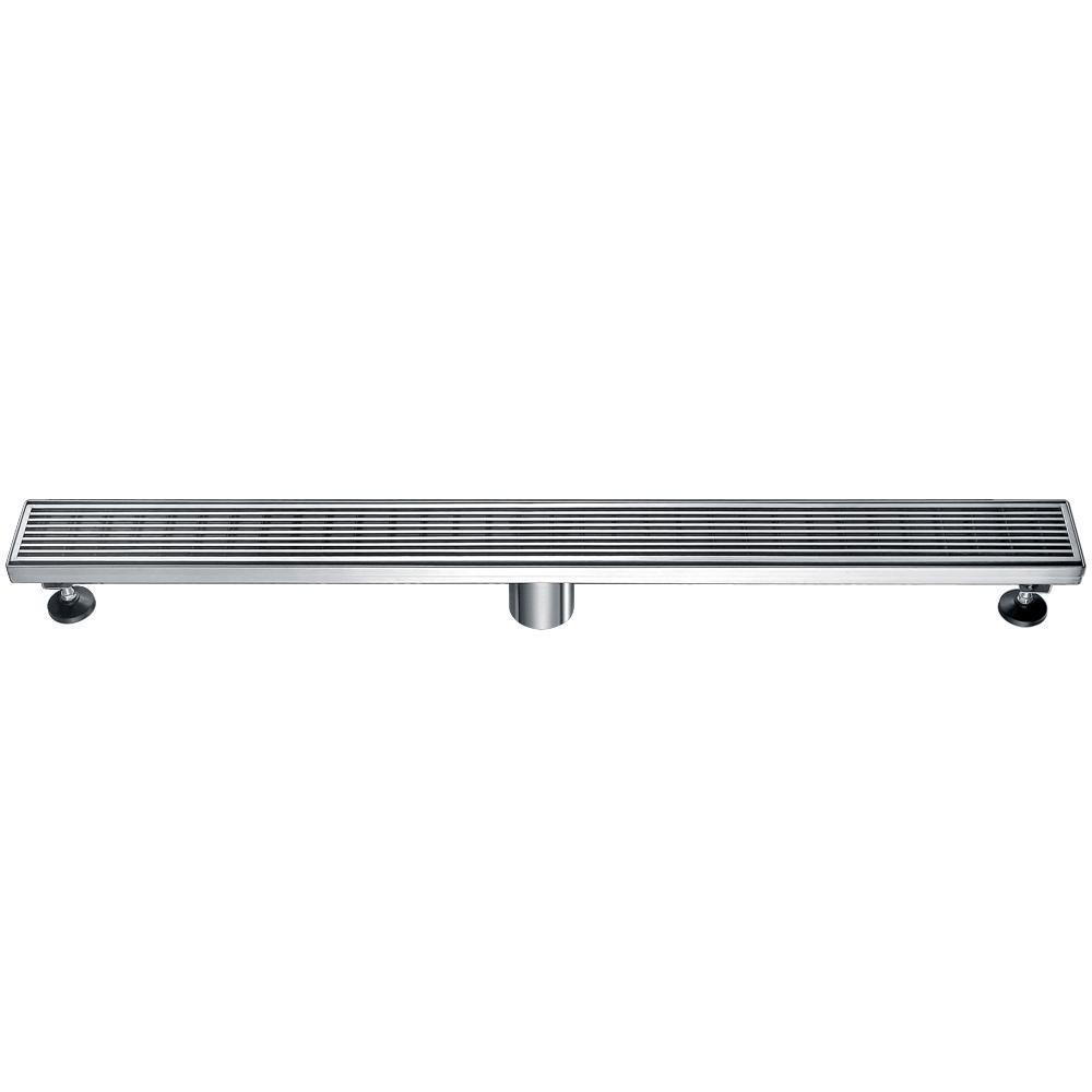 32" Modern Stainless Steel Linear Shower Drain with Groove Lines