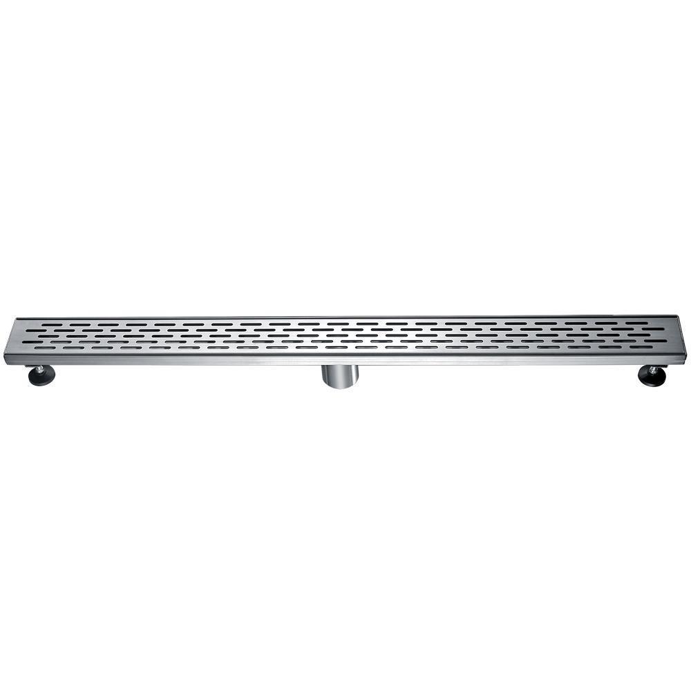 36" Modern Stainless Steel Linear Shower Drain with Groove Holes