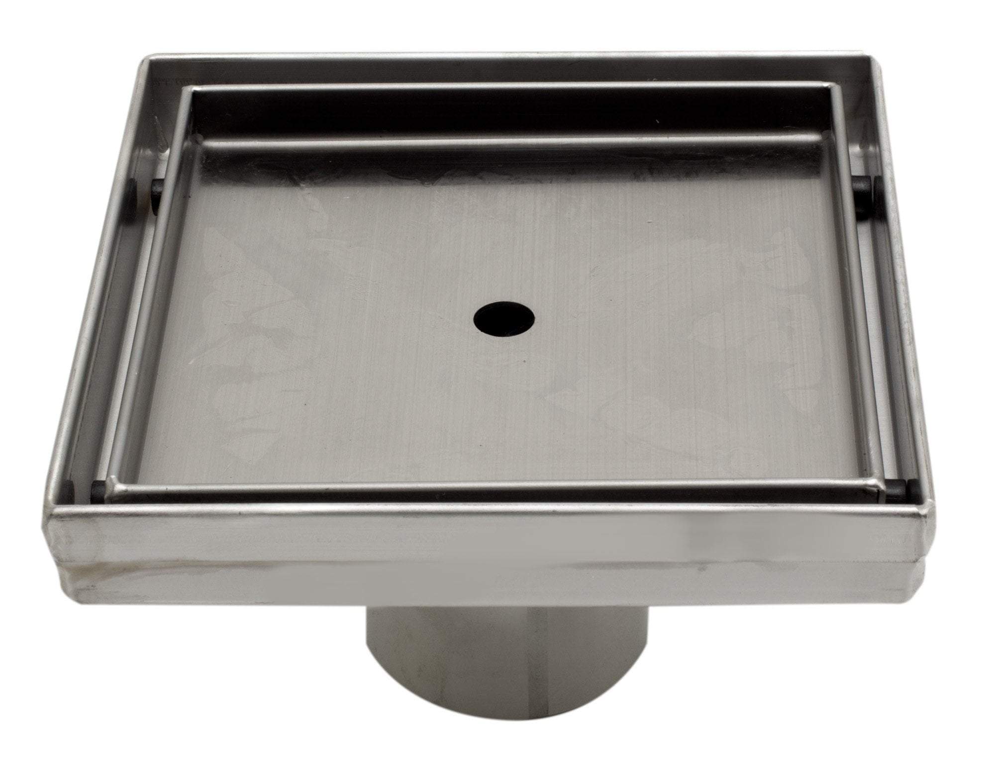 5" x 5" Modern Square Stainless Steel Shower Drain w/o Cover