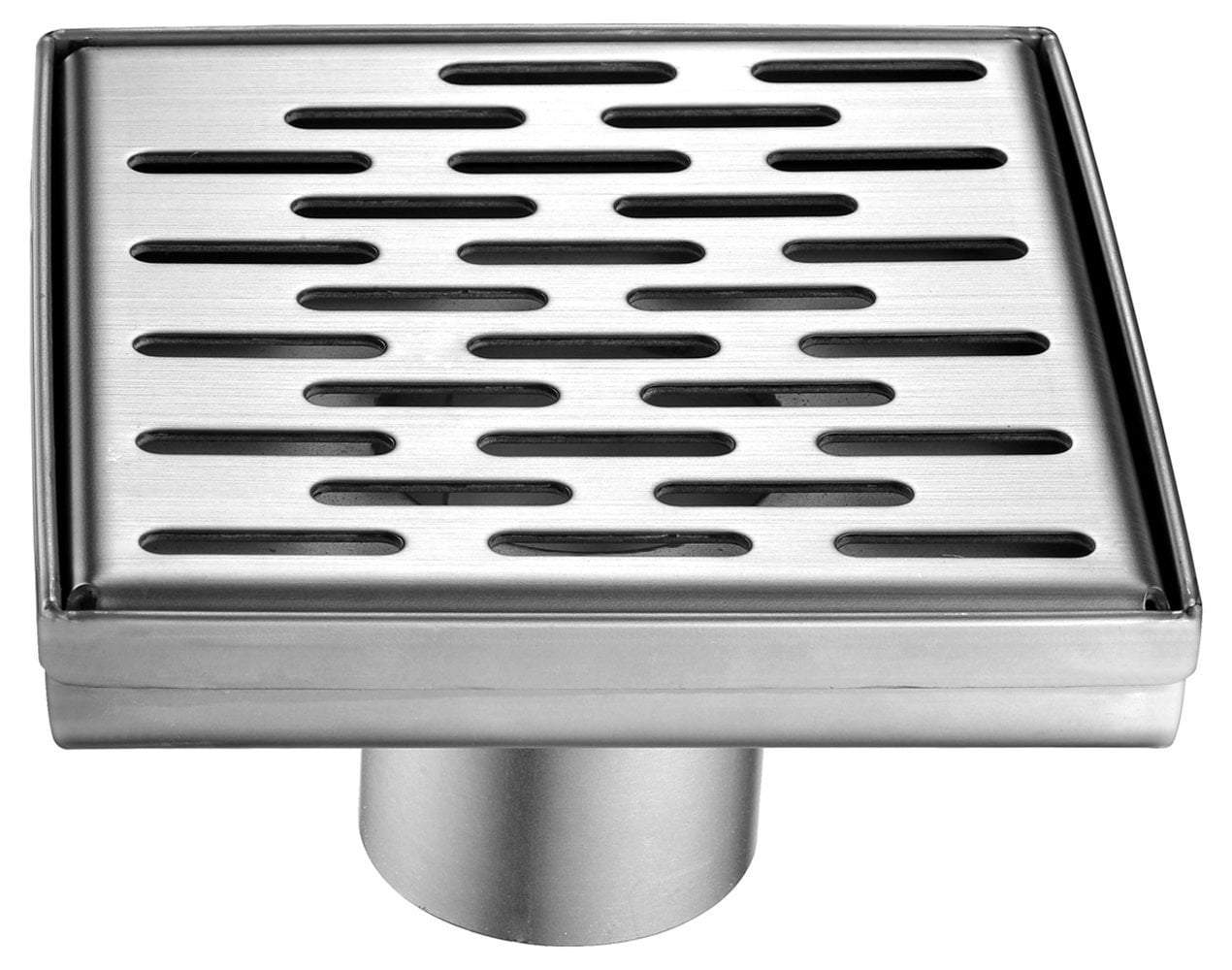 5" x 5" Modern Square Stainless Steel Shower Drain with Groove Holes