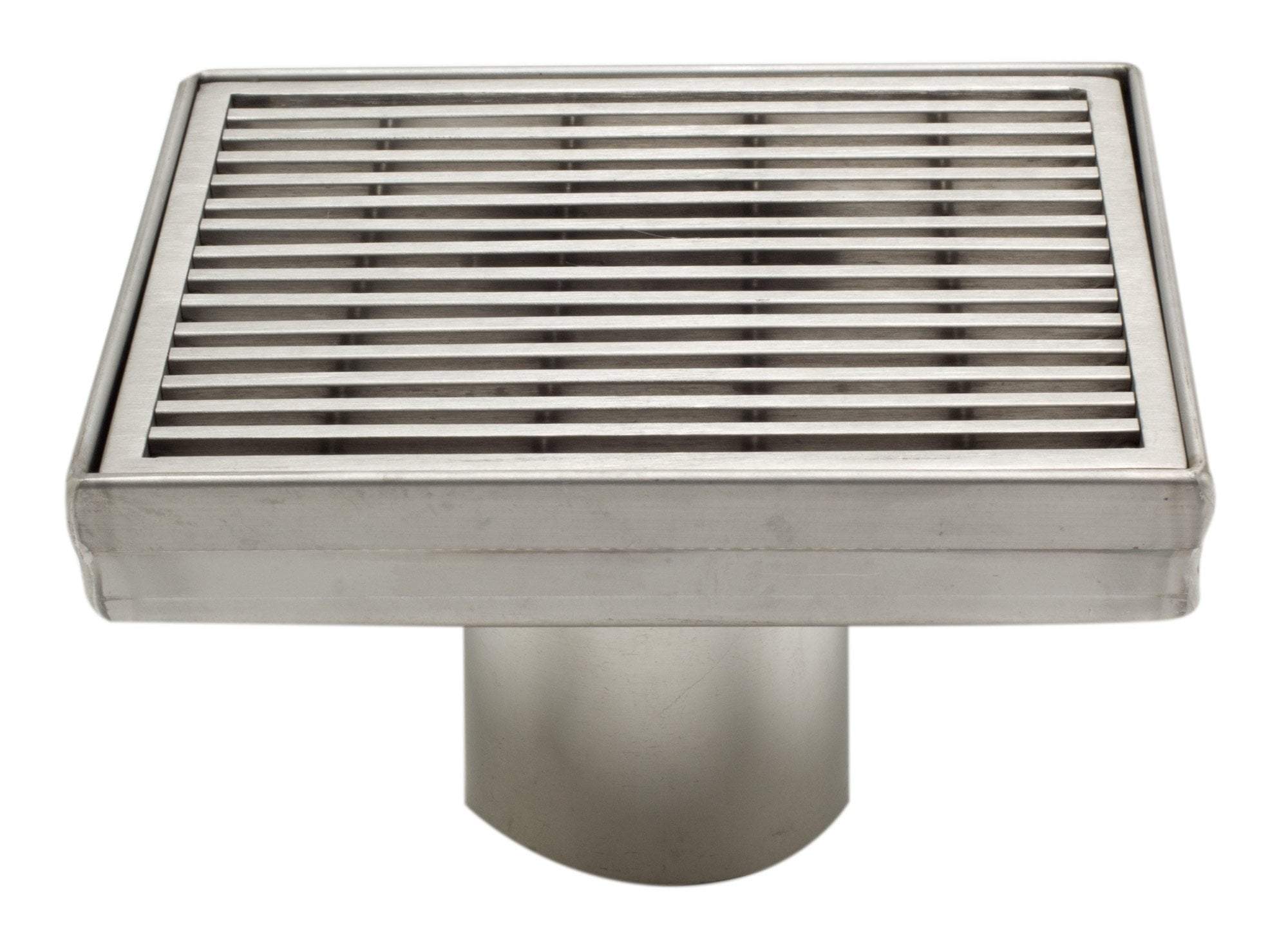 5" x 5" Square Stainless Steel Shower Drain with Groove Lines