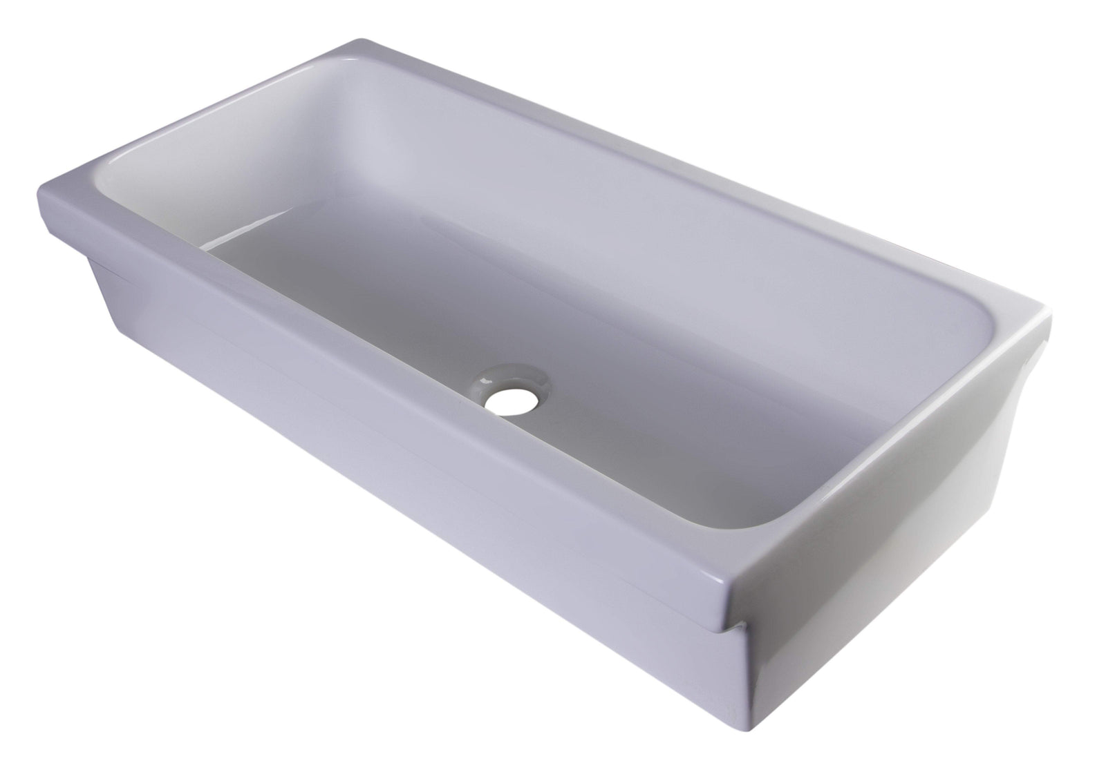 36" White Above Mount Porcelain Bath Trough Sink