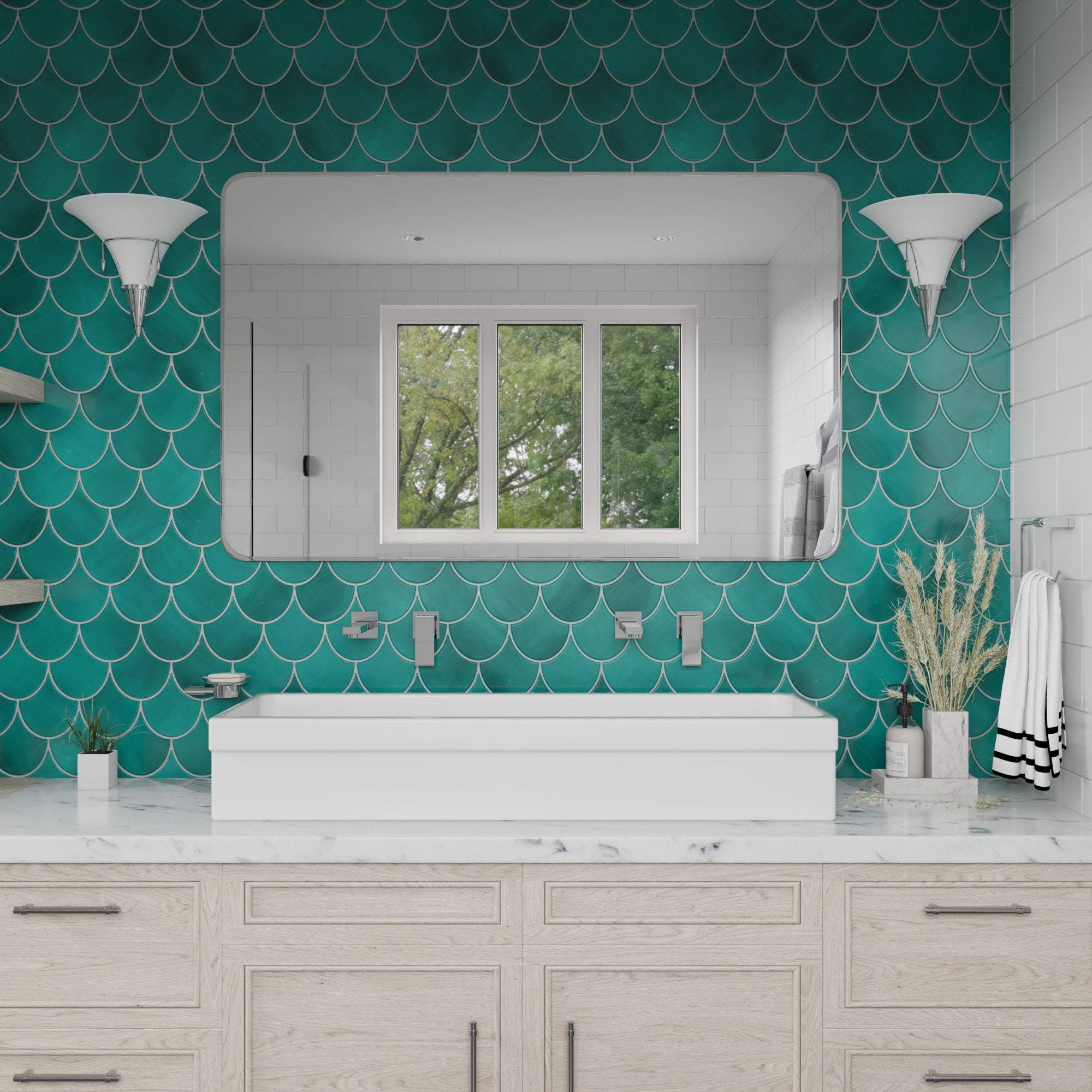 48&quot; White Above Mount Porcelain Bath Trough Sink