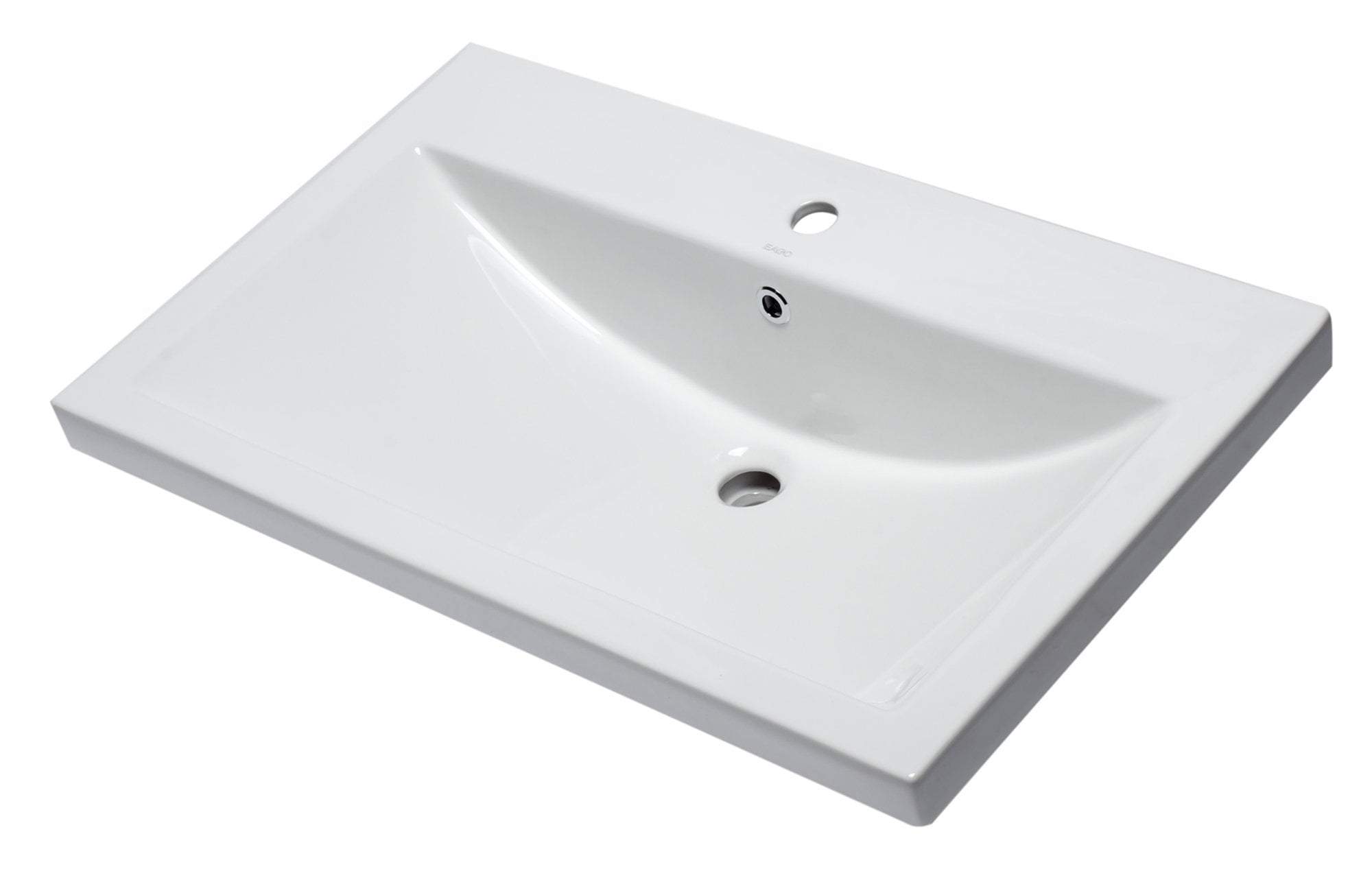 White Ceramic 32"x19" Rectangular Drop In Sink