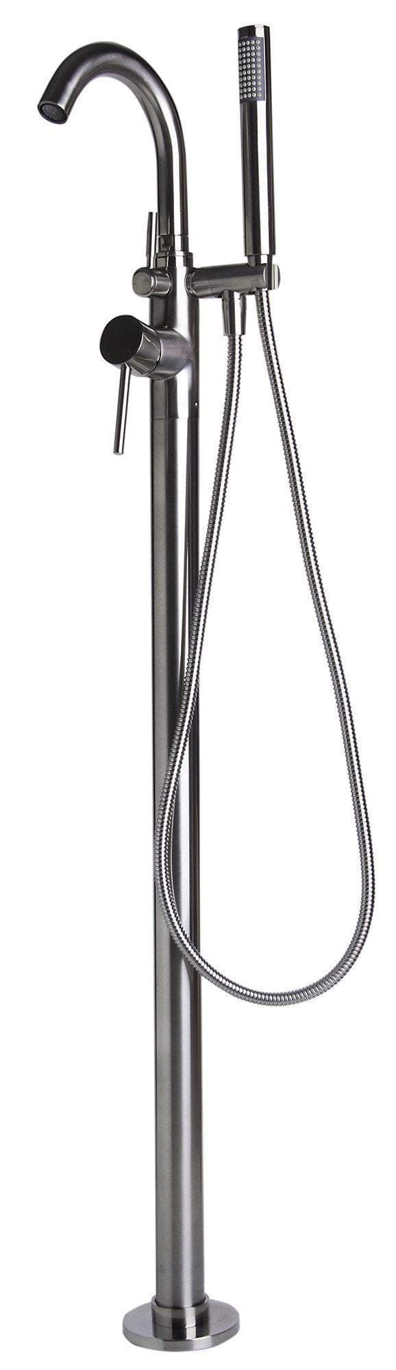 alfi brushed nickel single lever floor mounted tub filler mixer w hand held shower head ab2534 bn