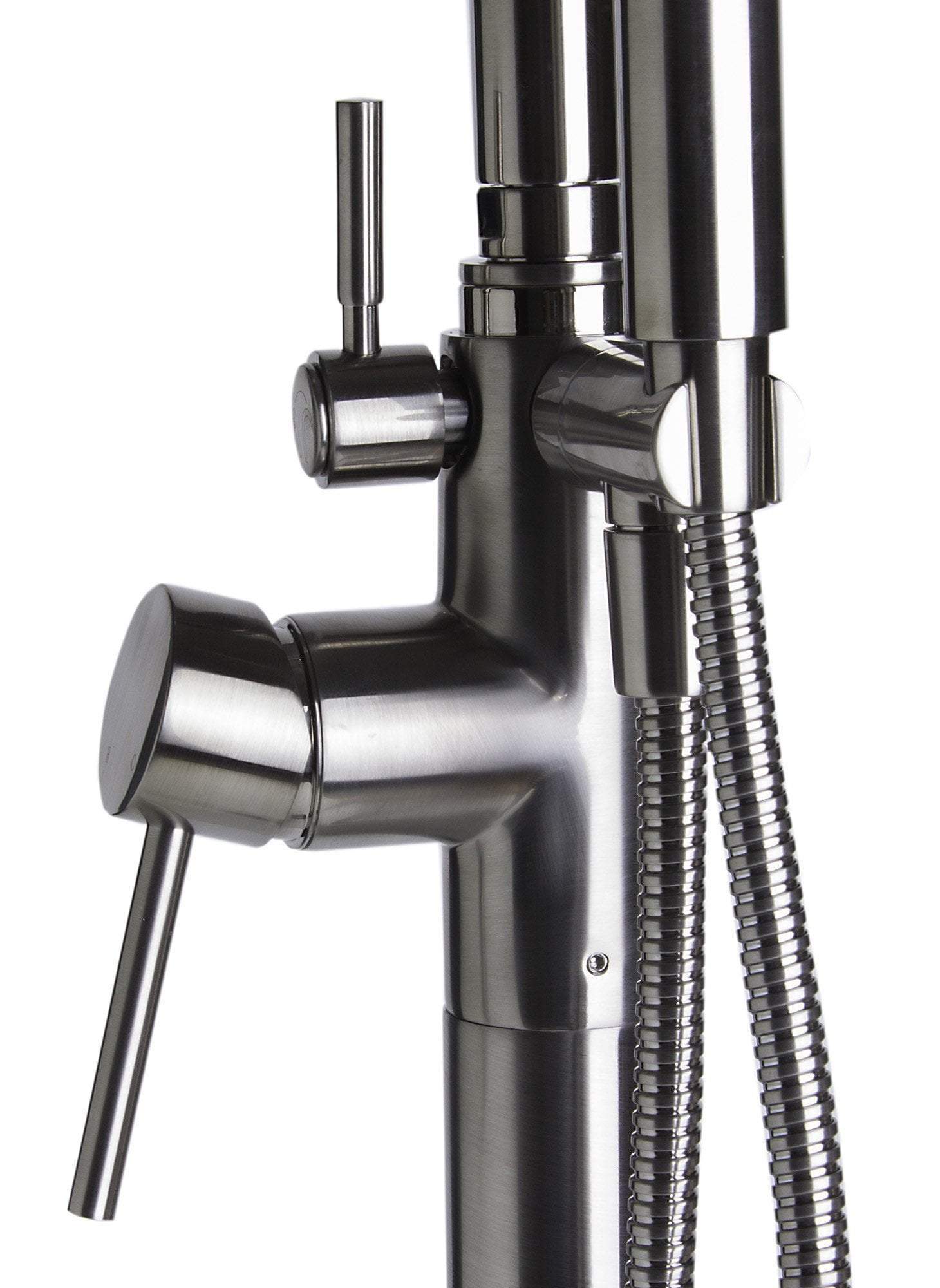 alfi brushed nickel single lever floor mounted tub filler mixer w hand held shower head ab2534 bn