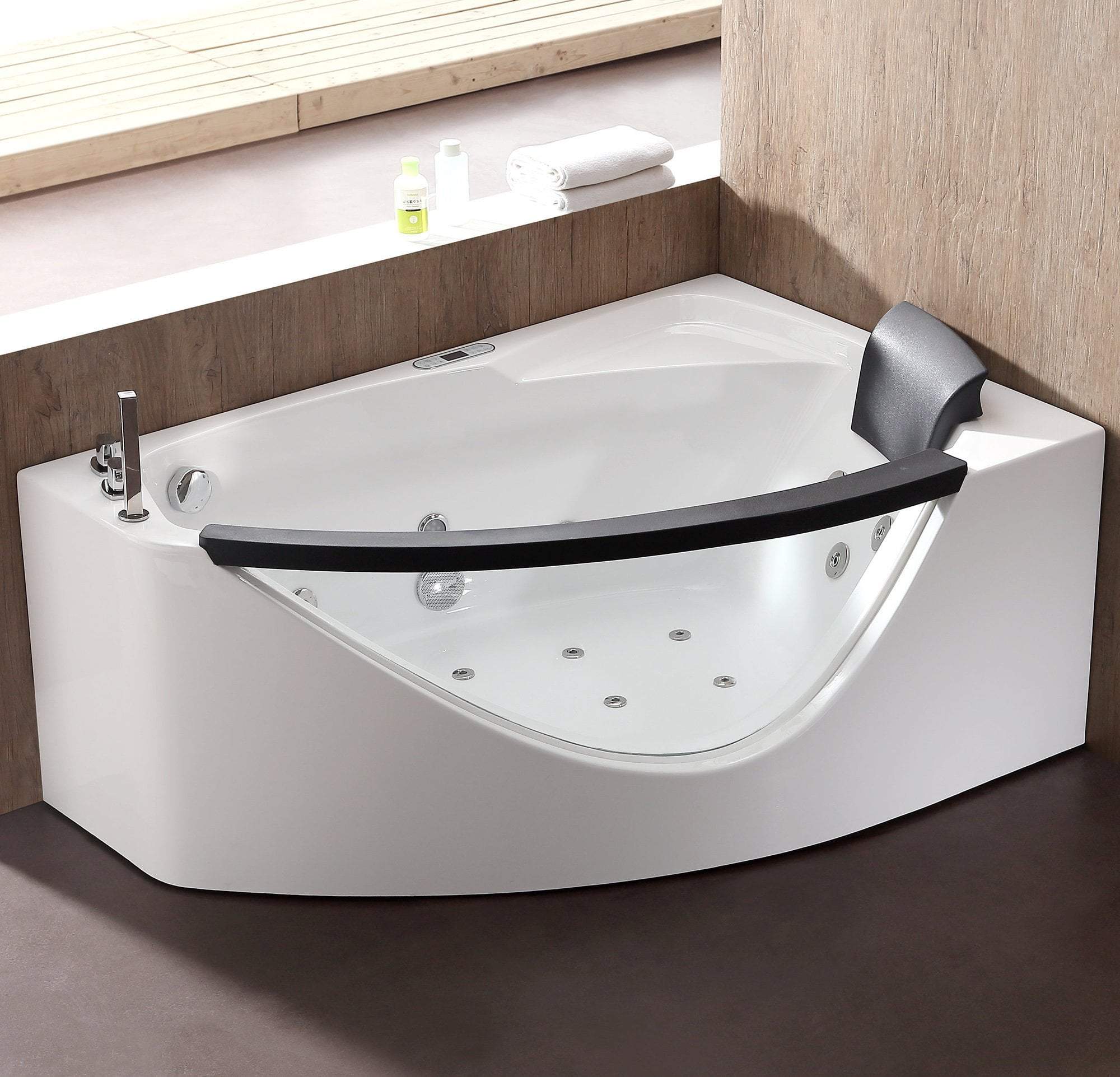 5 ft Clear Rounded Left Corner Acrylic Whirlpool Bathtub