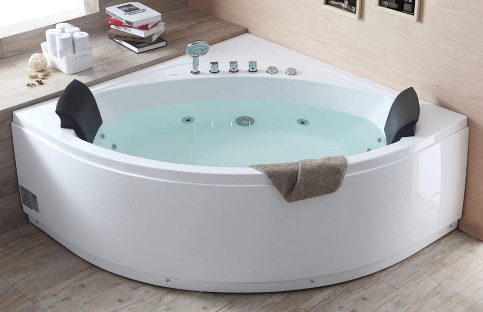5' Rounded Modern Double Seat Corner Whirlpool Bath Tub with Fixtures