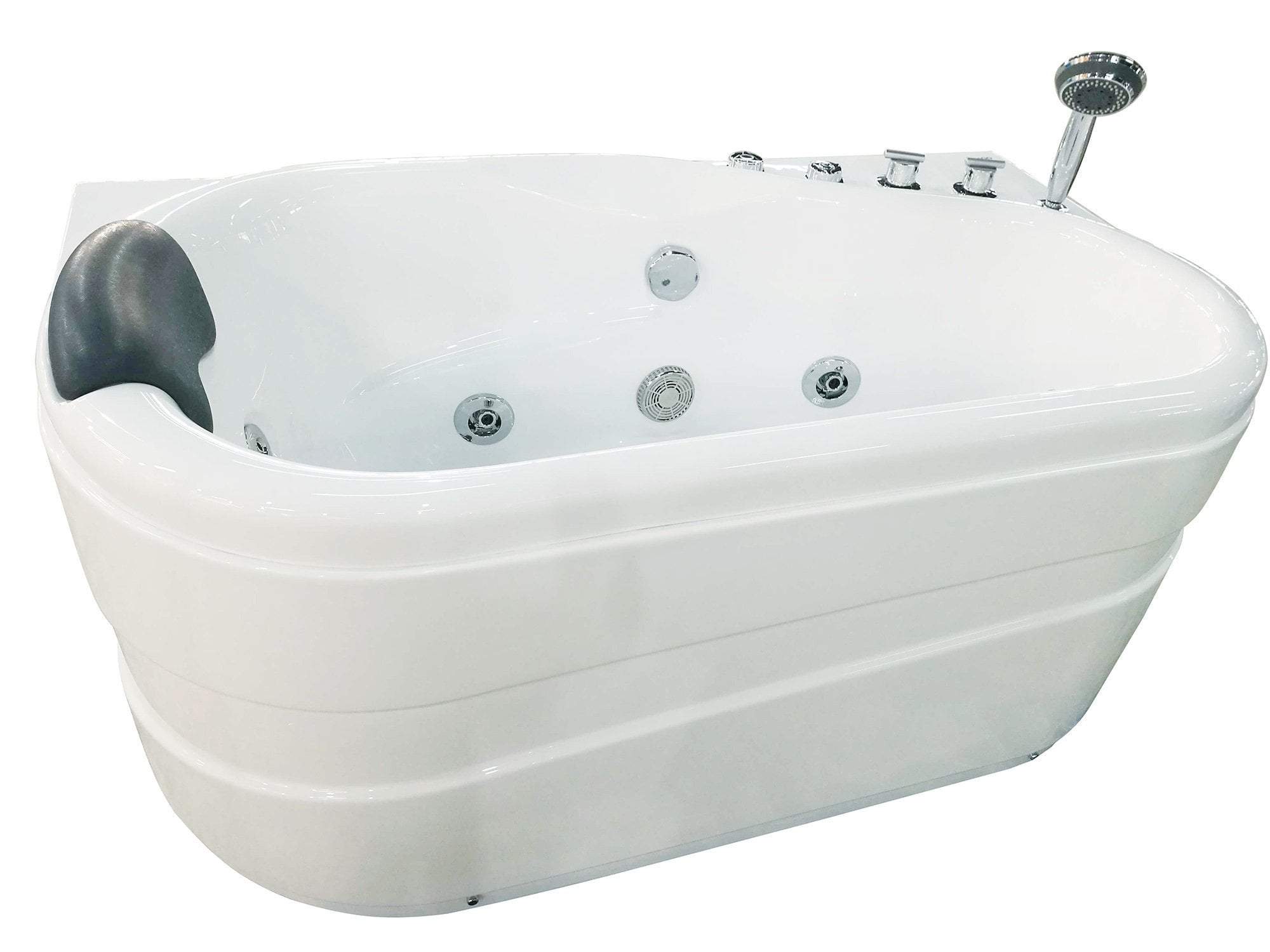 5' White Acrylic Corner Whirpool Bathtub - Drain on Right