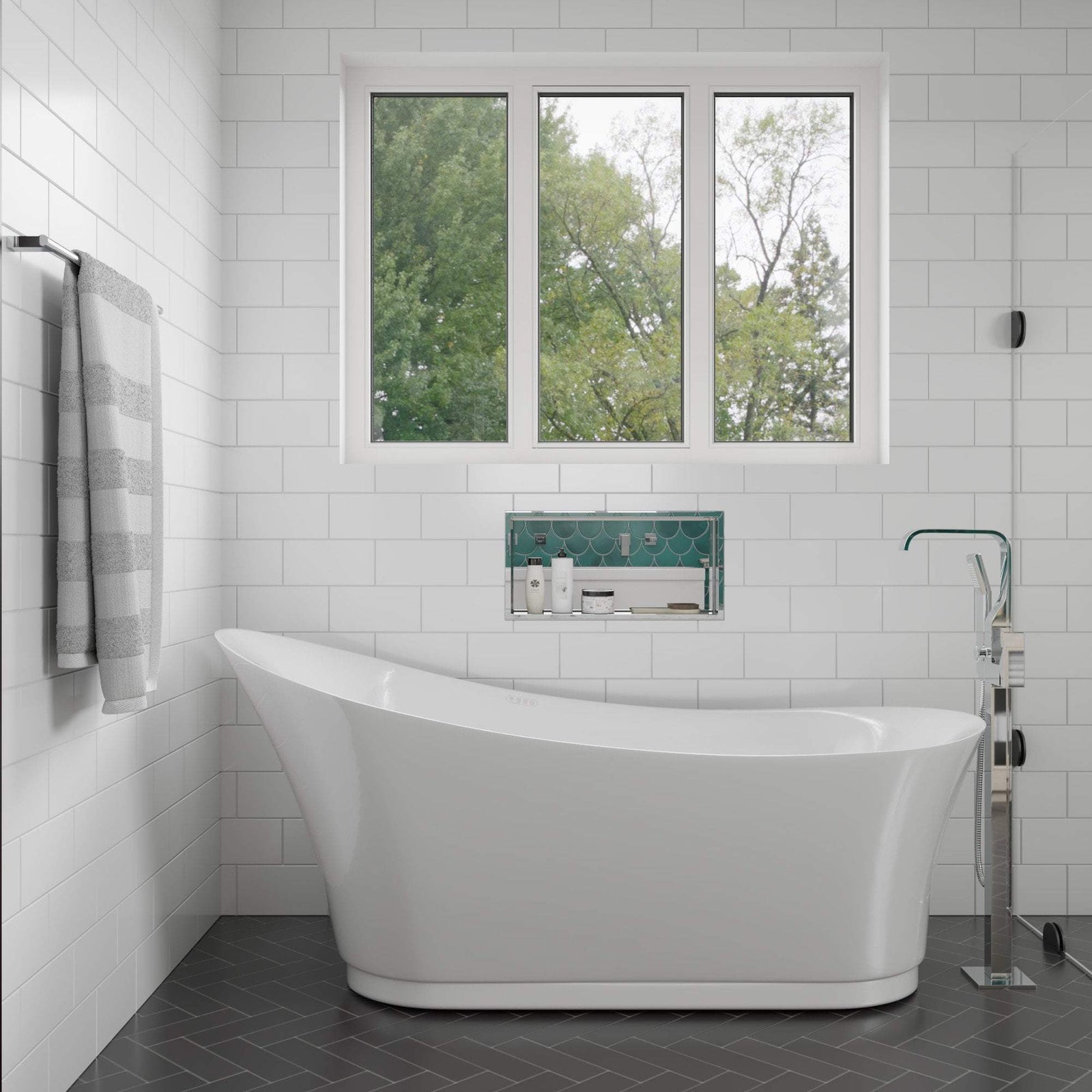 6 Foot White Free Standing Air Bubble Bathtub