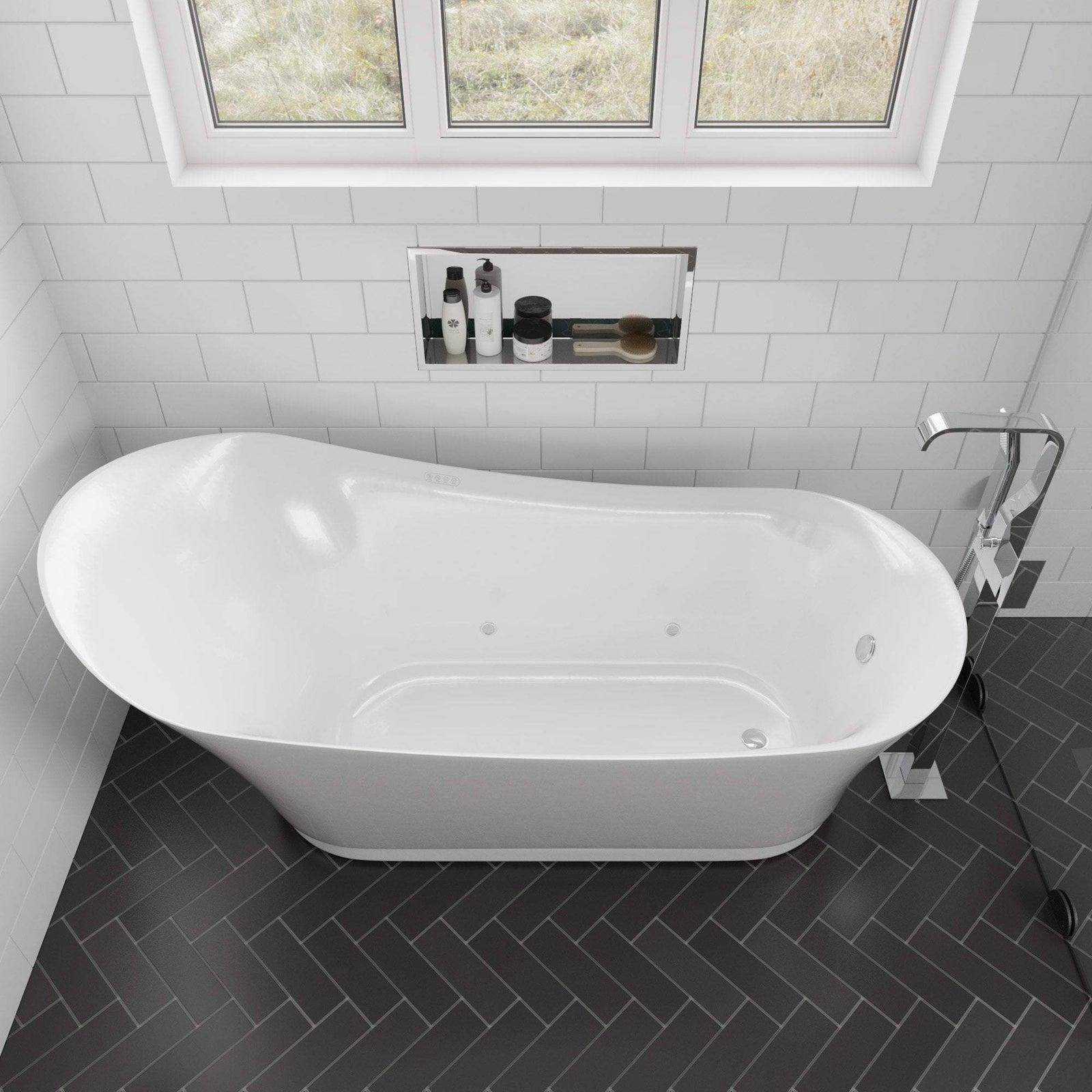 6 Foot White Free Standing Air Bubble Bathtub