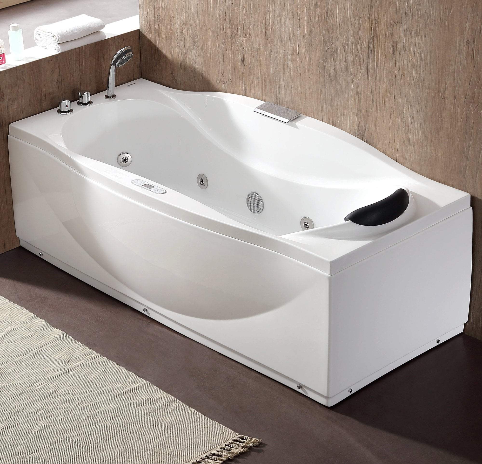 6 ft Left Drain Acrylic White Whirlpool Bathtub w Fixtures