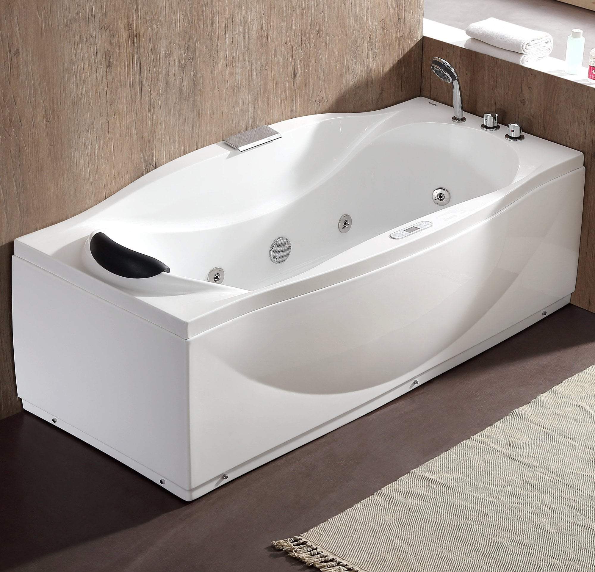 6 ft Right Drain Acrylic White Whirlpool Bathtub w Fixtures