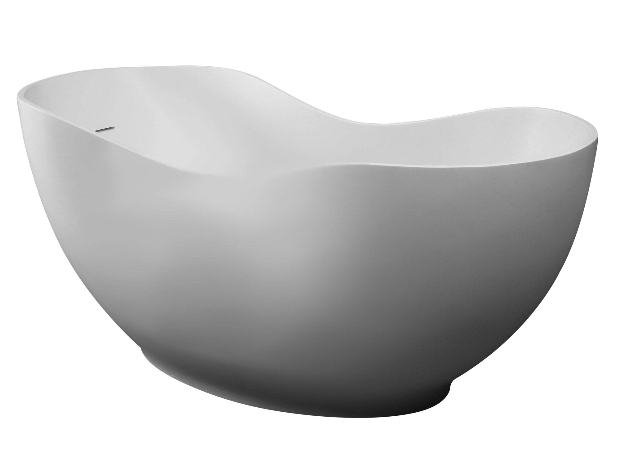 66" White Solid Surface Smooth Resin Soaking Bathtub