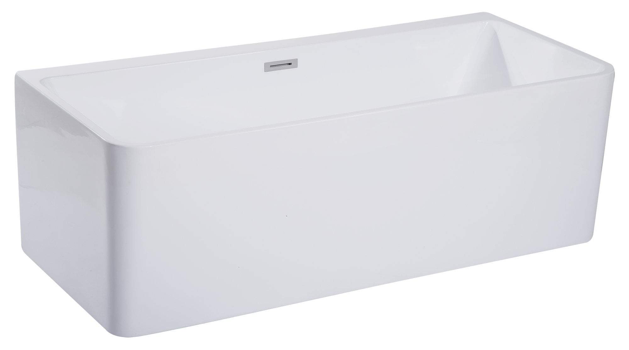 67 inch White Rectangular Acrylic Free Standing Soaking Bathtub
