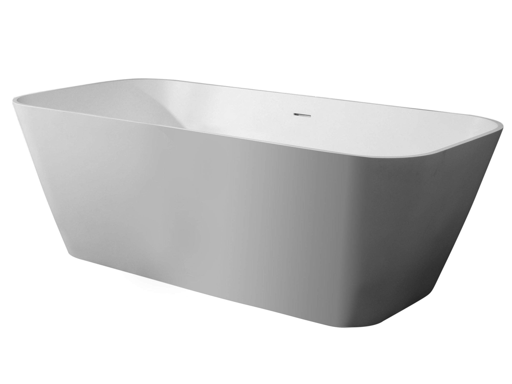 67" White Rectangular Solid Surface Smooth Resin Soaking Bathtub