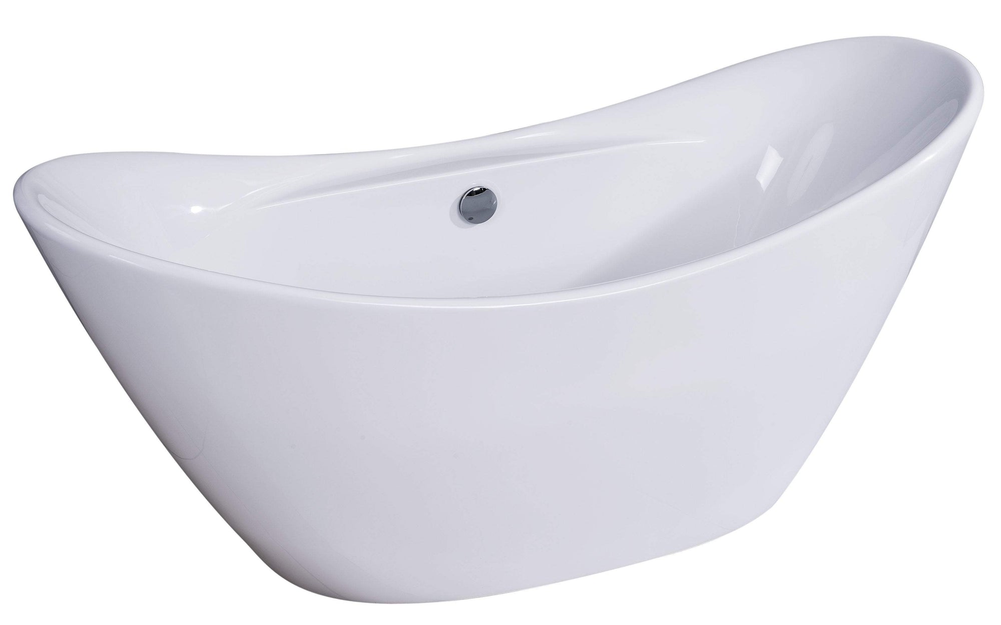 68 inch White Oval Acrylic Free Standing Soaking Bathtub