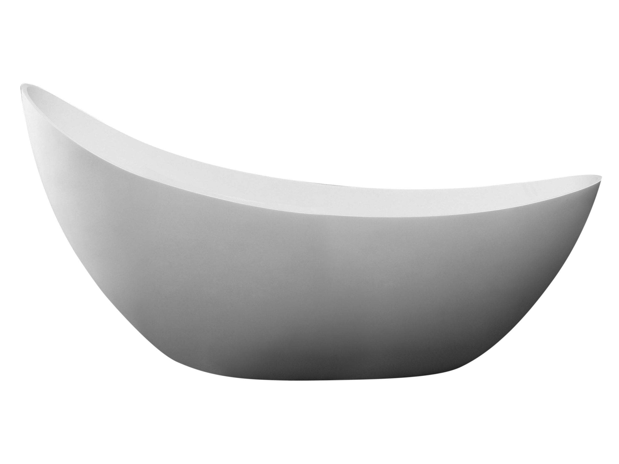 73" White Solid Surface Smooth Resin Soaking Slipper Bathtub