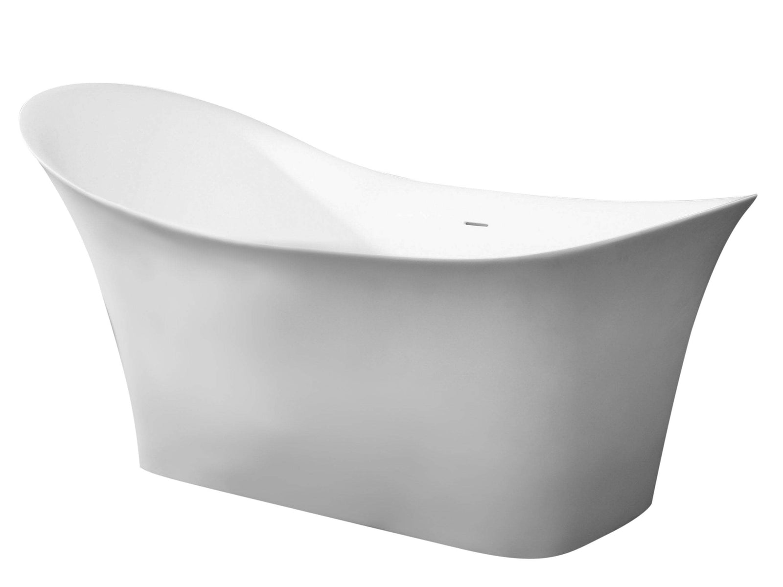 74" White Solid Surface Smooth Resin Soaking Slipper Bathtub
