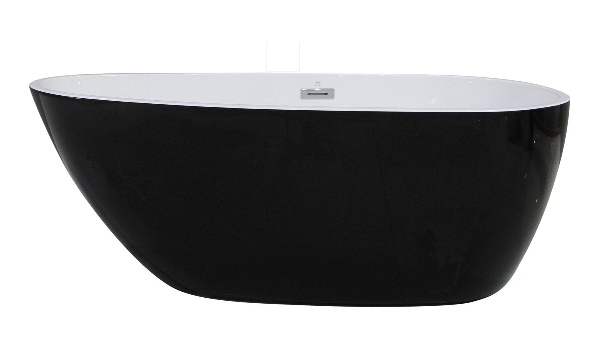 ALFI brand AB8862 59 inch Black & White Oval Acrylic Free Standing Soaking Bathtub