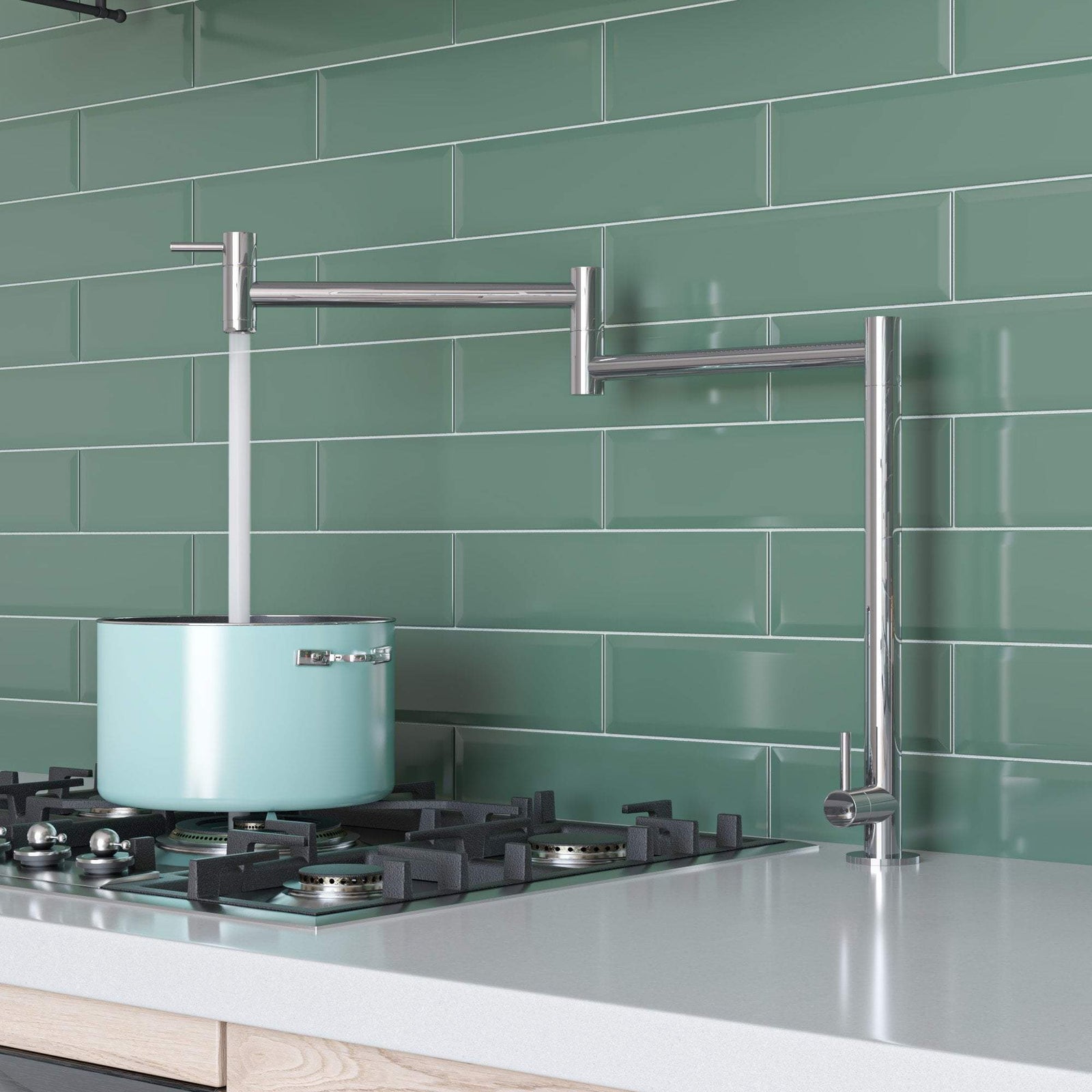 ALFI brand AB5018-PSS Polished Stainless Steel Retractable Pot Filler Faucet