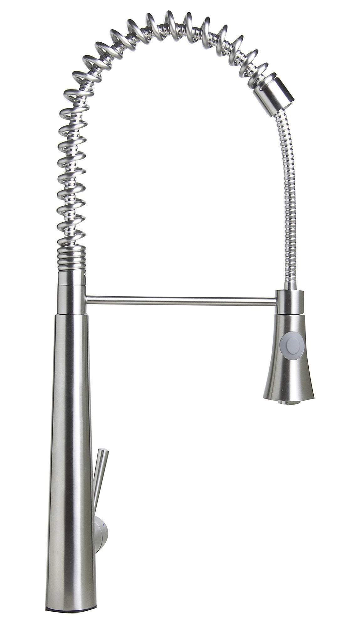 alfi solid stainless steel commercial spring kitchen faucet with pull down shower spray ab2039s