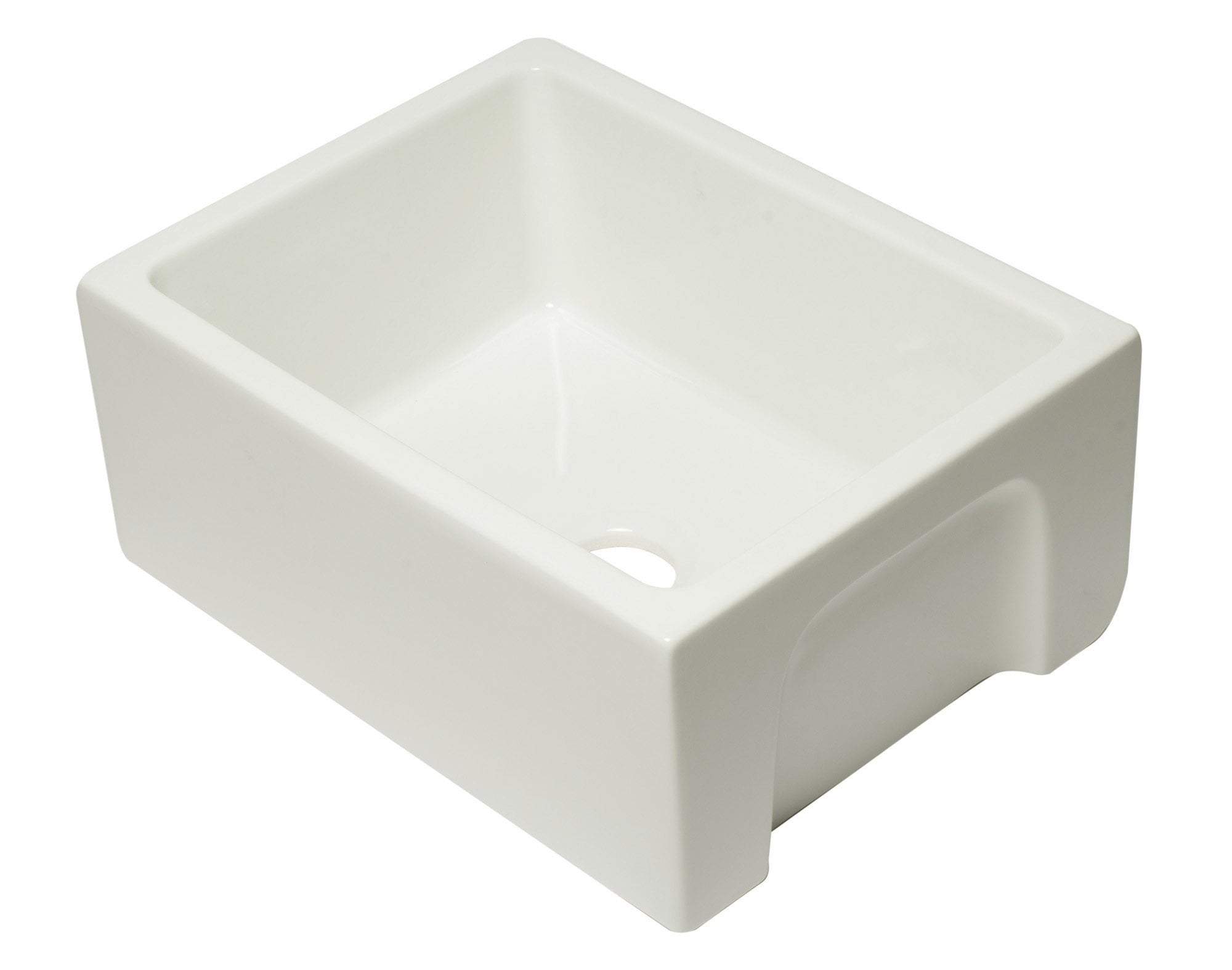 24 inch Biscuit Reversible Smooth / Fluted Single Bowl Fireclay Farm Sink