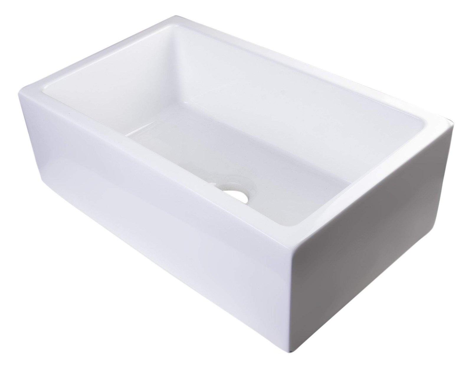 30" White Smooth Apron Solid Thick Wall Fireclay Single Bowl Farm Sink