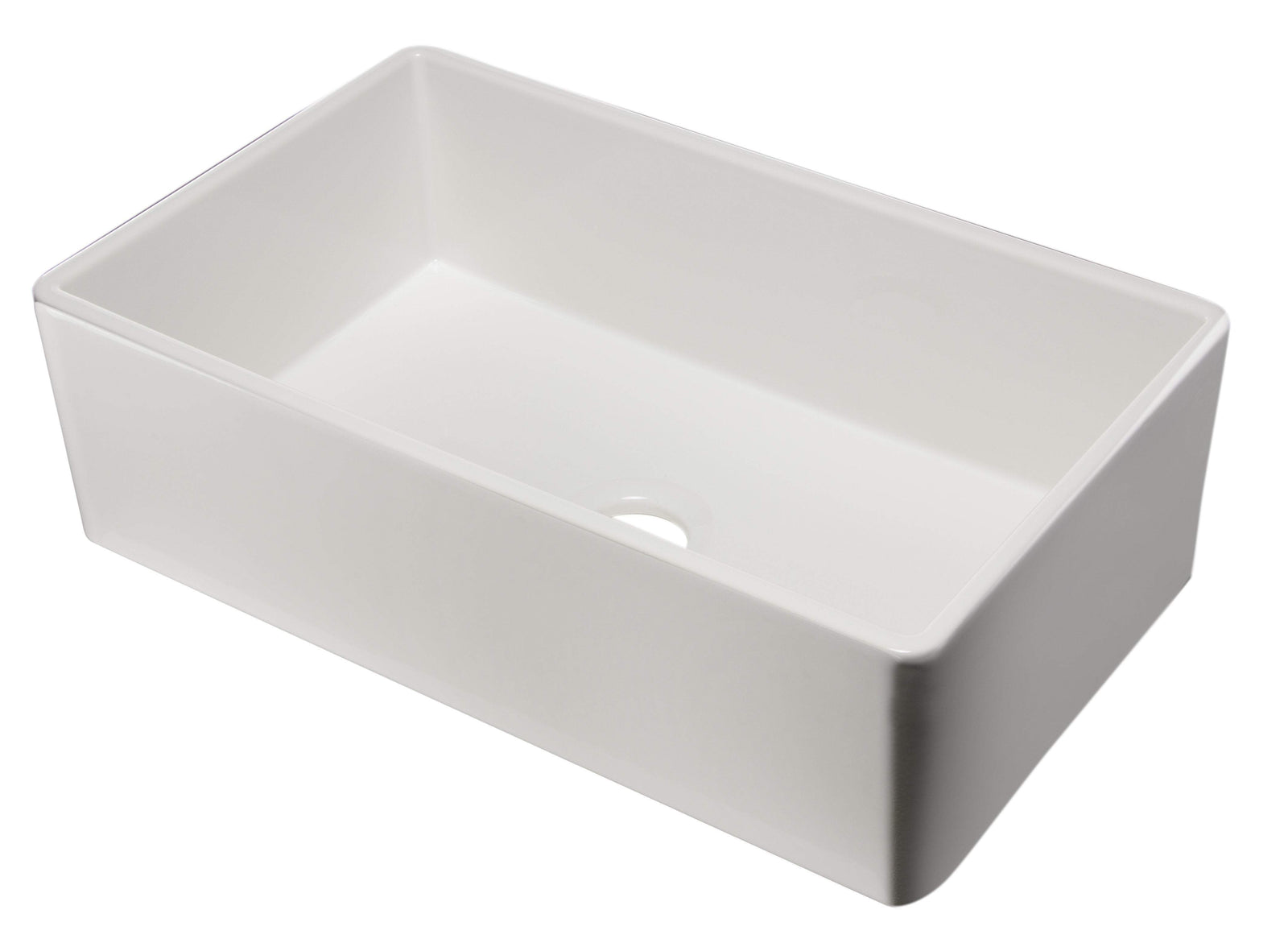 33" White Smooth Apron Single Bowl Fireclay Farm Sink