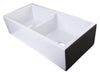 39&quot; White Smooth Apron Thick Wall Fireclay Double Bowl Farm Sink
