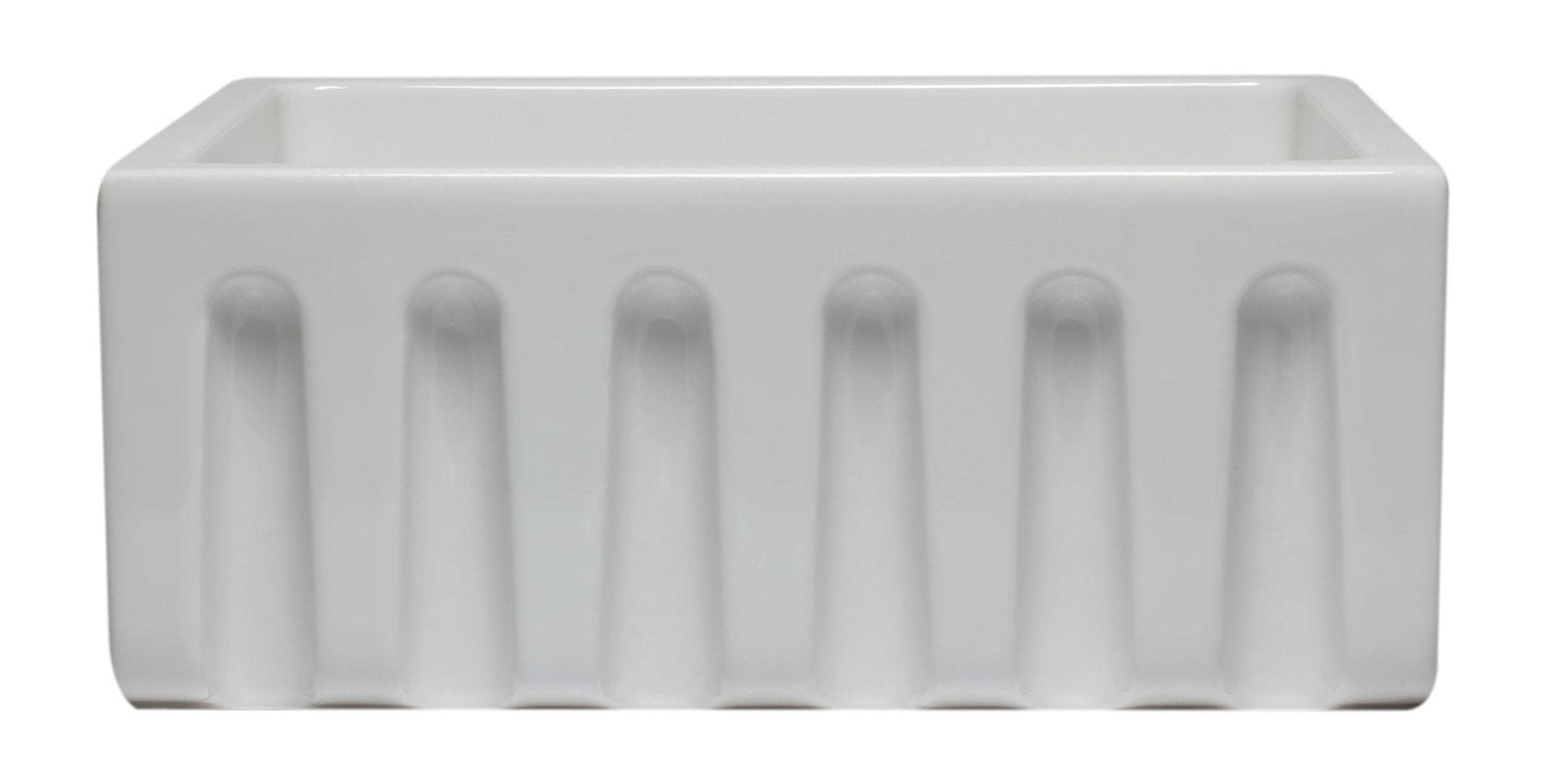 ALFI brand AB2418HS-W 24 inch White Reversible Smooth / Fluted Single Bowl Fireclay Farm Sink
