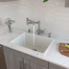 ALFI brand AB2418UD 24&quot; White Undermount / Drop In Fireclay Kitchen Sink