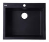 ALFI brand AB2420DI-BLA Black 24&quot; Drop-In Single Bowl Granite Composite Kitchen Sink