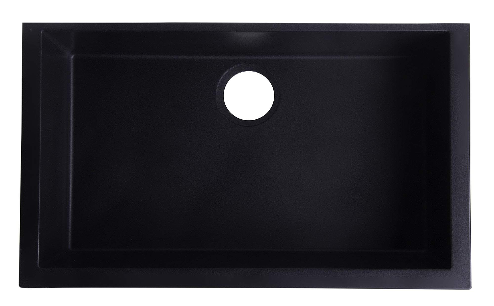 ALFI brand AB3020UM-BLA Black 30" Undermount Single Bowl Granite Composite Kitchen Sink