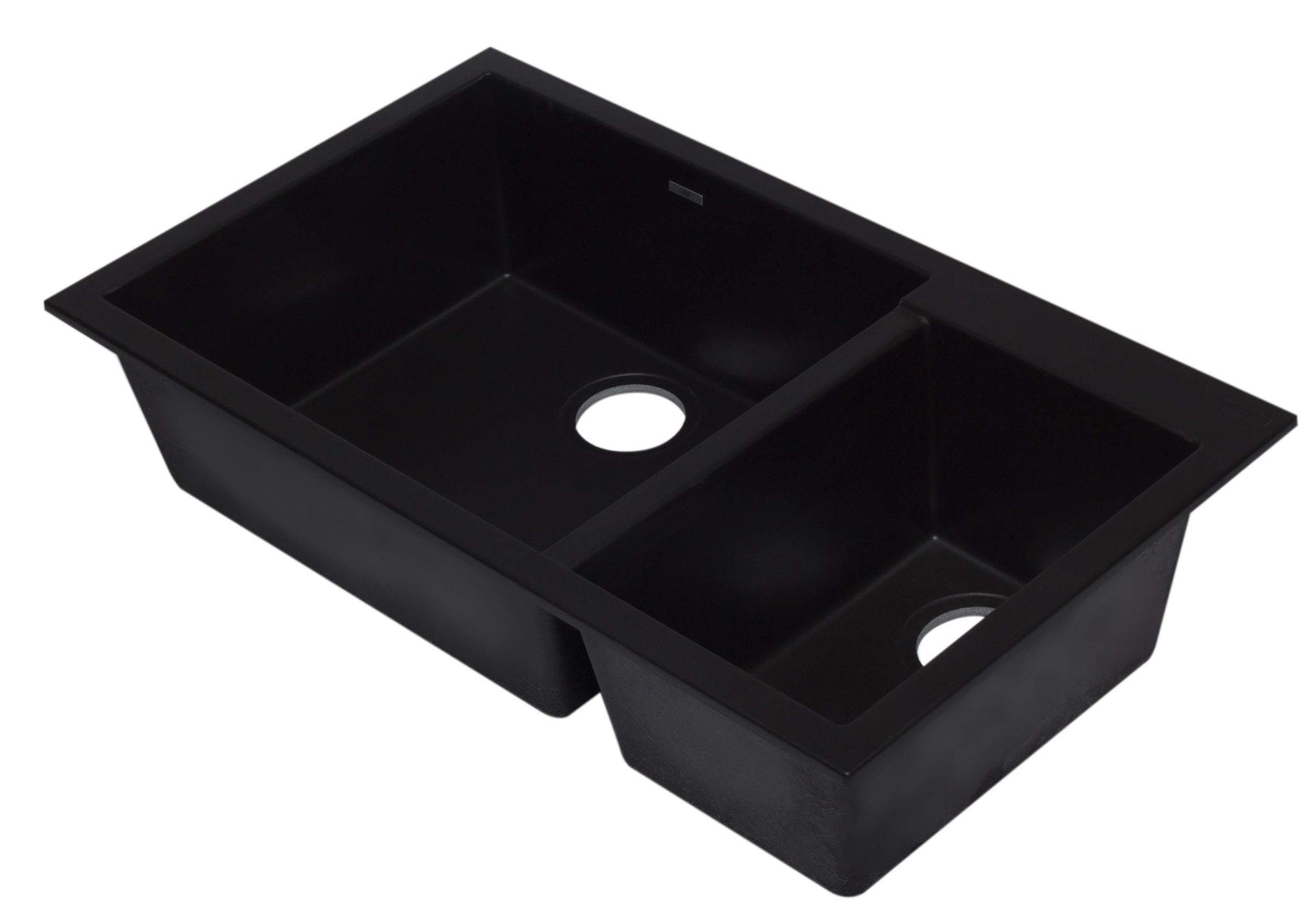 ALFI brand AB3319UM-BLA Black 34" Double Bowl Undermount Granite Composite Kitchen Sink