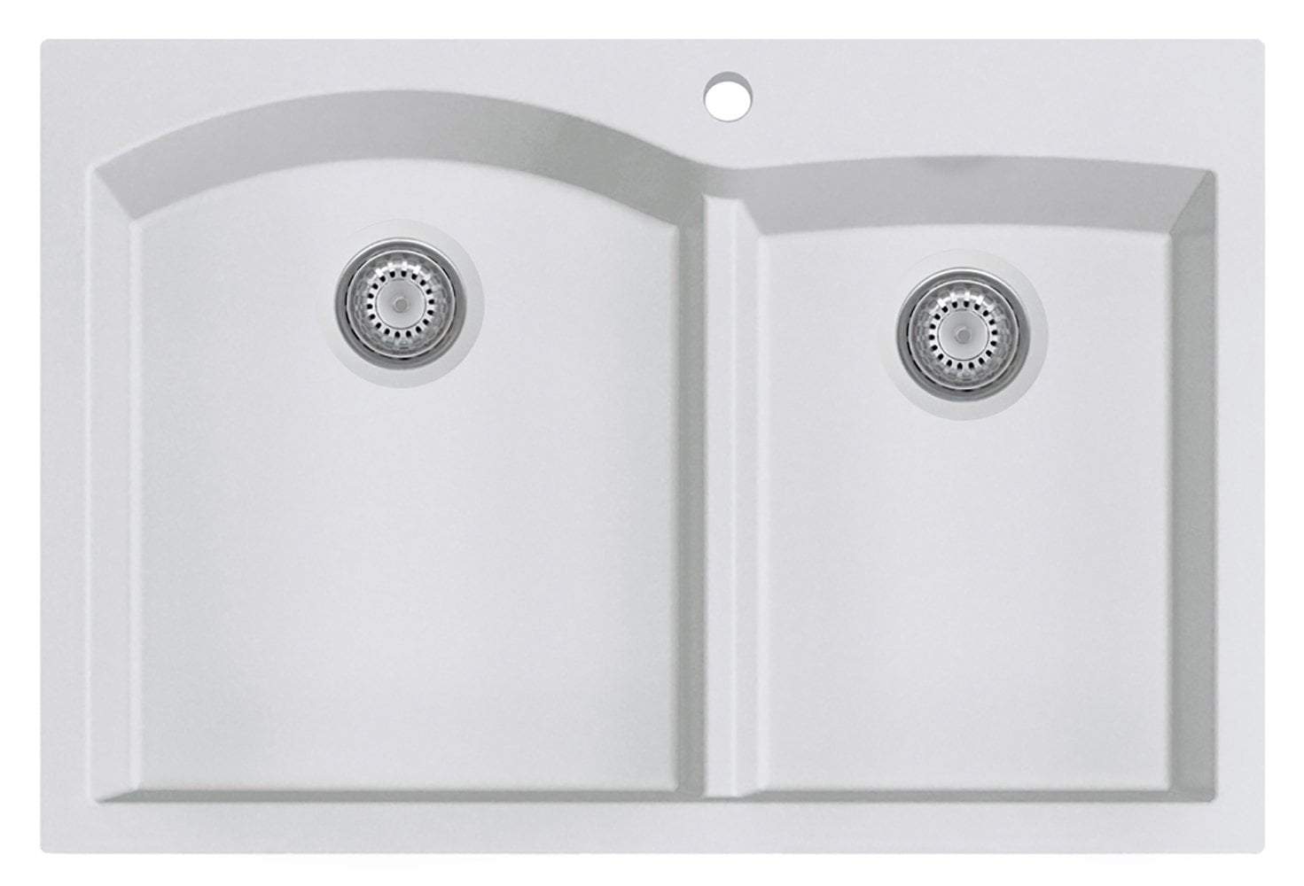 ALFI brand AB3320DI-W White 33" Double Bowl Drop In Granite Composite Kitchen Sink
