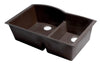 ALFI brand AB3320UM-C Chocolate 33&quot; Double Bowl Undermount Granite Composite Kitchen Sink
