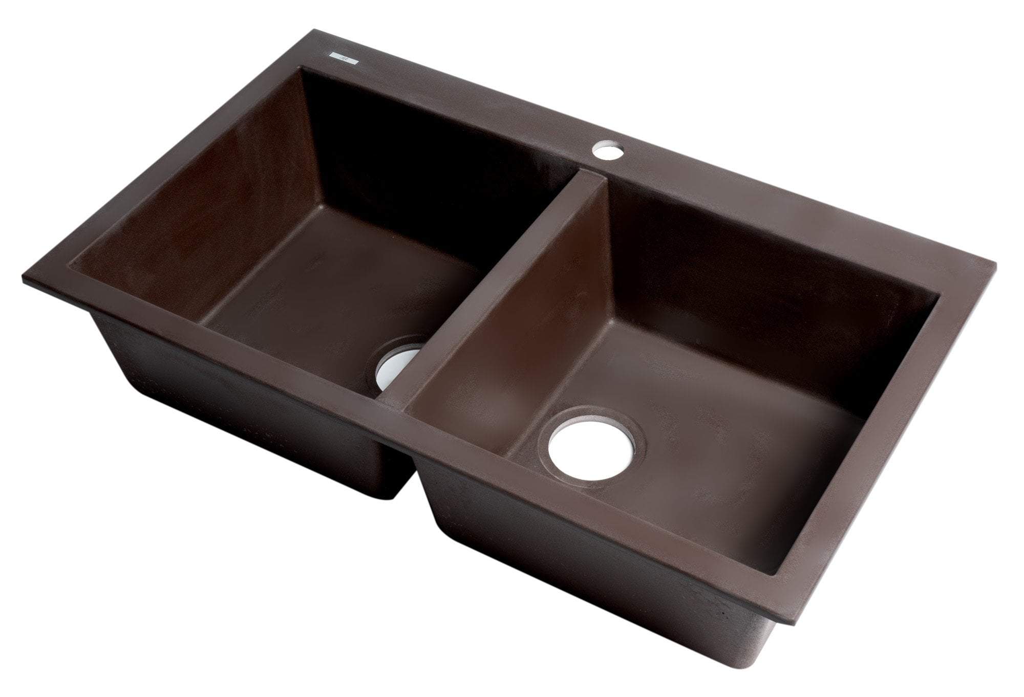 ALFI brand AB3420DI-C Chocolate 34" Drop-In Double Bowl Granite Composite Kitchen Sink