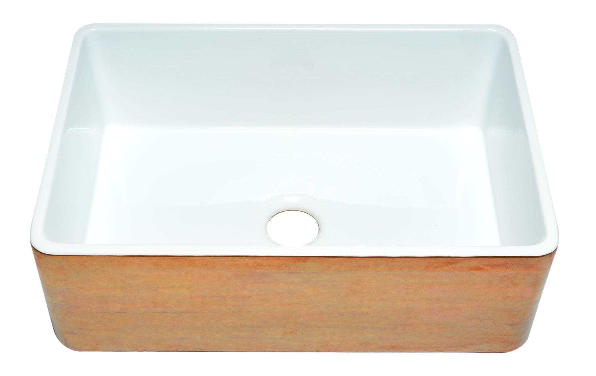 ALFI brand ABHC3020SB Hammered Copper/Fluted 30 inch Reversible Single Fireclay Farmhouse Kitchen Sink